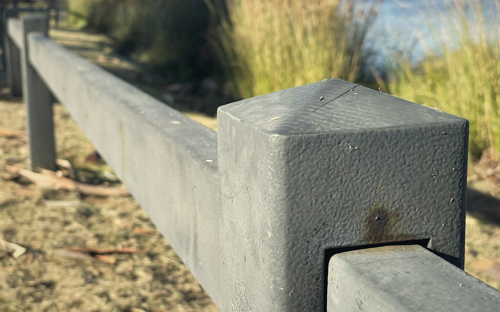 oxer fence close up, poles and cups, painted rails